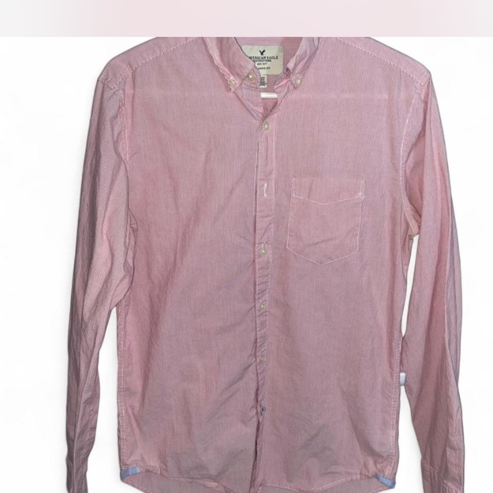 American Eagle Outfitters Red and White  Button Down Shirt